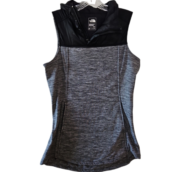 The North Face Jackets & Blazers - The North Face Heathered Gray/Black Hooded Vest Size S